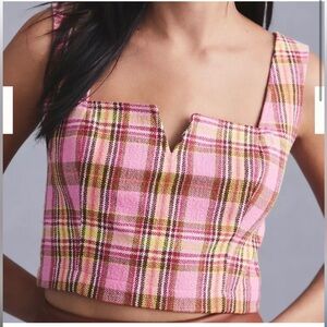 Y2K NWT Anthropologie Maeve Structured Plaid Corset Top 12